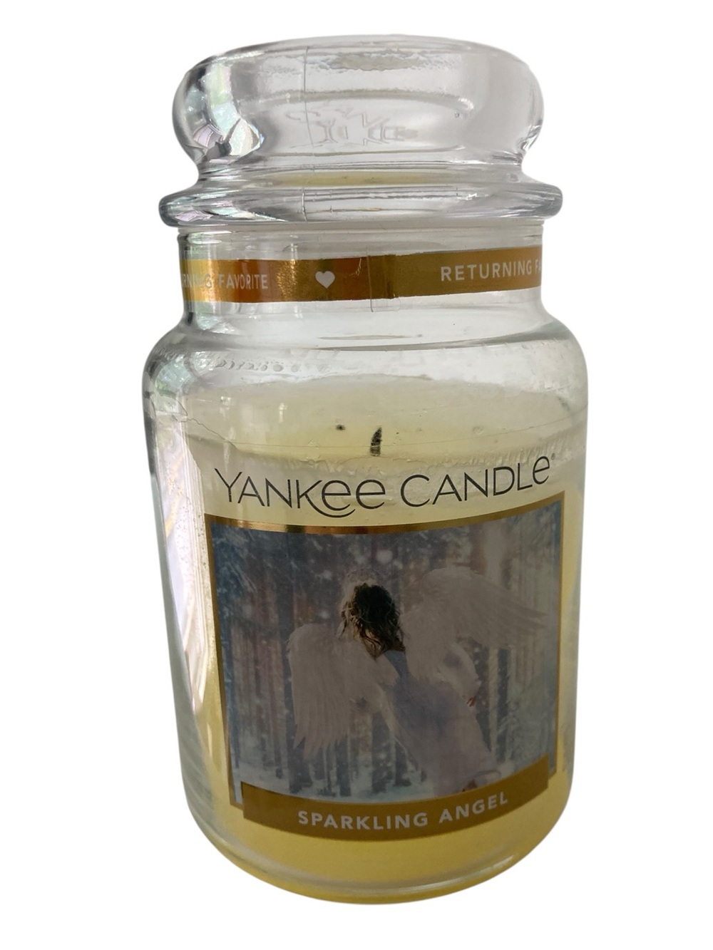 Yankee Candle Christmas Scented Large‎ Sparkling Angel  22 oz Jar - USED.